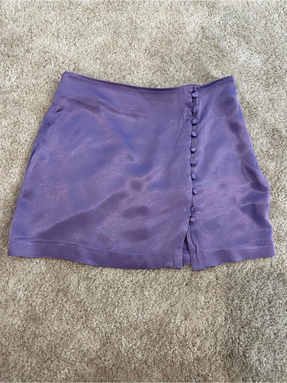 Zara Lavender Button-Front Mini Skirt